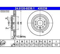 ATE Disco freno 24.0120-0239.1 posteriore ventilato 1 pezzo