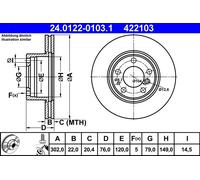 ATE 24.0122-0103.1 Discofreno BMW