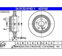 ATE 24.0122-0192.1 Disco freno per MERCEDES-BENZ