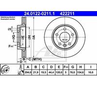 ATE 24.0122-0211.1 - Disco freno singolo posteriore ventilato 422211