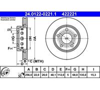 ATE 24.0122-0221.1 Disco freno per AUDI,VW