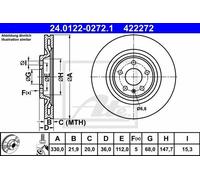 ATE 24.0122-0272.1 - Disco freno singolo posteriore ventilato 422272