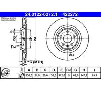 ATE 24.0122-0272.1 Discofreno AUDI PORSCHE
