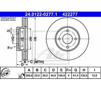 Disco freno ATE 24.0122-0277.1 anteriore, ventilato, 1 Pezzo