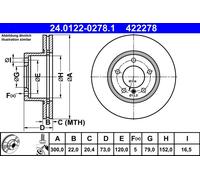 ATE 24.0122-0278.1 Discofreno BMW