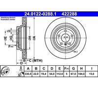 ATE 24.0122-0288.1 Discofreno MERCEDES-BENZ