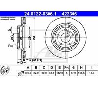 ATE 24.0122-0306.1 - Disco freno singolo posteriore ventilato 422306