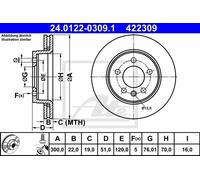 ATE 24.0122-0309.1 - Disco freno singolo posteriore ventilato 422309