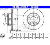 ATE disco freno 24.0124-0138.1 ventilato diametro 300 spessore 24 mm 5 fori