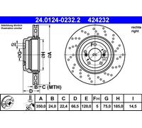 ATE Dischi Freno 24.0124-0232.2 Freni a Disco,Dischi Dei Freni BMW,3 Sedan (E90),3 Coupe (E92),3 Cabrio (E93),1 Coupe (E82)