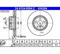 ATE 24.0124-0264.2 Disco freno per BMW,TOYOTA