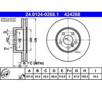ATE 24.0124-0268.1 Disco freno per BMW