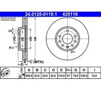 ATE 24.0125-0119.1 Disco freno per CHEVROLET,OPEL,SAAB,VAUXHALL