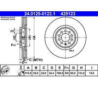 ATE 24.0125-0123.1 Disco freno per AUDI,SEAT,SKODA,VW