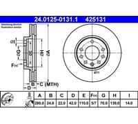 ATE 24.0125-0131.1 Disco freno per CHEVROLET,OPEL,VAUXHALL