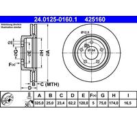 ATE 24.0125-0160.1 Disco freno per BMW
