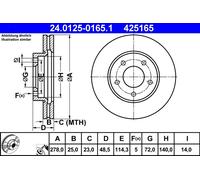 ATE 24.0125-0165.1 Disco freno per MAZDA