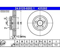 ATE 24.0125-0202.1 Disco freno per FORD