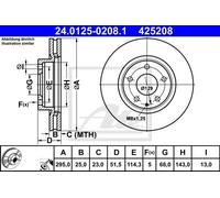 ATE Disco freno 24.0125-0208.1 anteriore ventilato 1 pezzo per MAZDA CX-3 (DK) 2015-2018