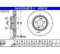 COPPIA DISCHI FRENO ANT ATE KIA OPTIMA s 2.0 GDI Hybrid 151KW 17> 24012502151