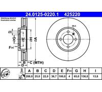 ATE 24.0125-0220.1 Disco freno per VW