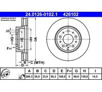 ATE 24.0126-0102.1 Disco freno per VOLVO