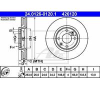 ATE Dischi Freno 24.0126-0120.1 Freni a Disco,Dischi Dei Freni OPEL,PEUGEOT,CITROËN,Crossland X (P17),207 (WA_, WC_)
