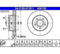 ATE disco freno 24.0126-0130.1 ventilato diametro 305 spessore 26 mm 5 fori