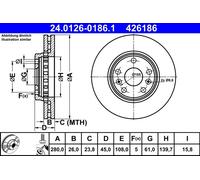ATE 24.0126-0186.1 Discofreno RENAULT
