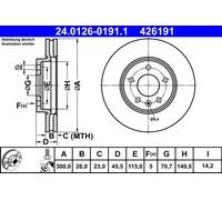 ATE 24.0126-0191.1 Discofreno OPEL
