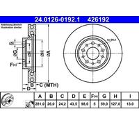 ATE 24.0126-0192.1 - Disco freno singolo anteriore ventilato 426192