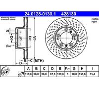 Disco freno ATE 24.0128-0130.1 anteriore, ventilato, altamente carbonizzato, 1 Pezzo