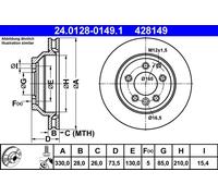 ATE 24.0128-0149.1 Discofreno AUDI VW PORSCHE