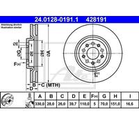 Disco freno ATE 24.0128-0191.1 anteriore, ventilato, 1 Pezzo