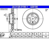 ATE 24.0128-0198.1 Disco freno per BMW