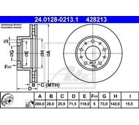 ATE 24.0128-0213.1 - Disco freno singolo anteriore ventilato 428213
