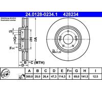 ATE 24.0128-0234.1 Discofreno HYUNDAI KIA