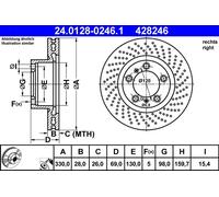 ATE 24.0128-0246.1 Disco freno per PORSCHE