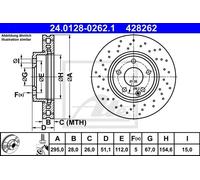 Disco freno ATE 24.0128-0262.1 anteriore, ventilato, altamente carbonizzato, 1 Pezzo