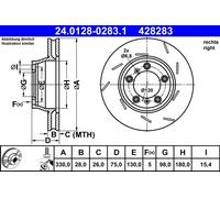 ATE Discofreno per PORSCHE 24.0128-0283.1