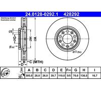 ATE 24.0128-0292.1 Disco freno per ALFA ROMEO,FIAT,JEEP