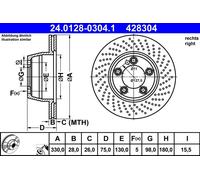 ATE 24.0128-0304.1 Disco freno per PORSCHE