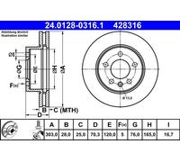 ATE 24.0128-0316.1 Discofreno VW MAN