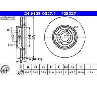ATE 24.0128-0327.1 Discofreno MERCEDES-BENZ