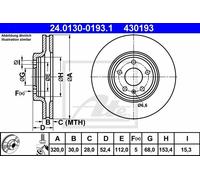 Disco freno ATE 24.0130-0193.1 anteriore, ventilato, altamente carbonizzato, 1 Pezzo