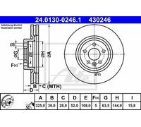 Disco freno ATE 24.0130-0246.1 anteriore, ventilato, altamente carbonizzato, 1 Pezzo
