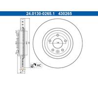 ATE 24.0130-0265.1 Disco freno per JAGUAR