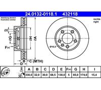 ATE 24.0132-0118.1 Disco freno per PORSCHE,VW