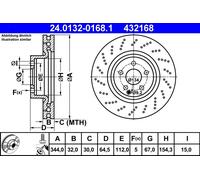 Disco freno ATE 24.0132-0168.1 anteriore, ventilato, altamente carbonizzato, 1 Pezzo