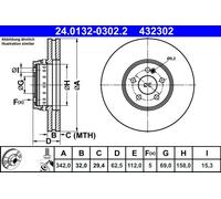 ATE 24.0132-0302.2 Discofreno MERCEDES-BENZ